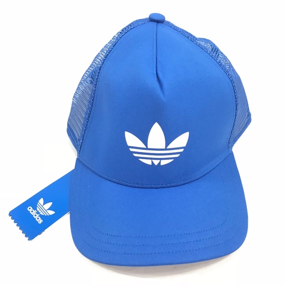 adidas trefoil trucker cap blue